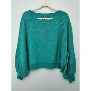 FREE PEOPLE Found My Friend Boucle Knit Sweater Womens M Cropped Boxy Relaxed